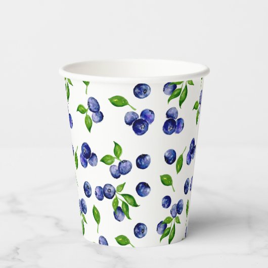 Blueberry Berry Cute Waterverf Patroon Papieren Bekers (Achterkant)