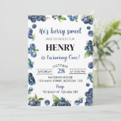 Blueberry Berry Sweet 1er anniversaire Invitation (Debout devant)