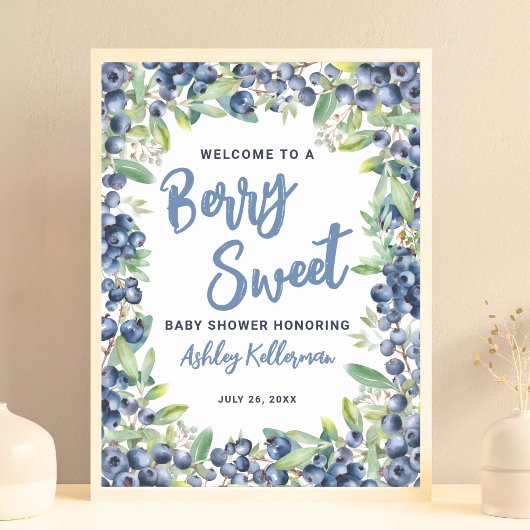 Blueberry Berry Sweet Baby shower Affiche de bienv