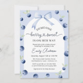 Blueberry Berry Sweet Girl Bow Baby shower Kaart (Voorkant)