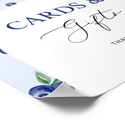 Blueberry Berry zoete verjaardagskaarten en gesche Poster (Hoek)