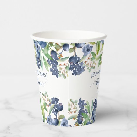 Blueberry bloemige baby boy douche papieren bekers (Rechts)