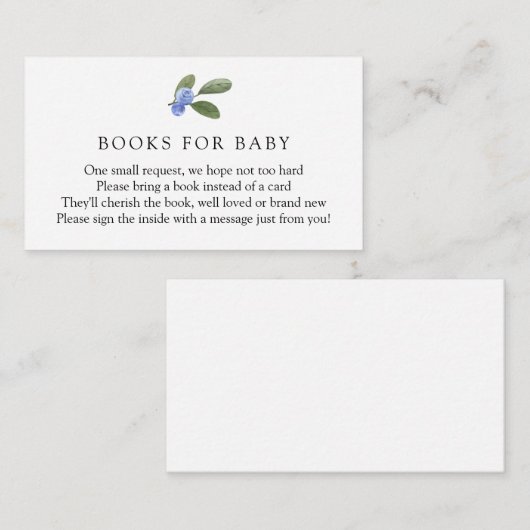 Blueberry Books for Baby Request Enclosure Card Informatiekaartje (Voorkant / Achterkant)