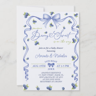 Blueberry Bow-Baby shower Kaart