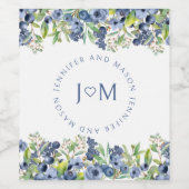 Blueberry bruid bruidegom monogram bruiloft wijn l etiket (Enkel label)