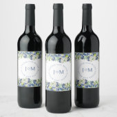 Blueberry bruid bruidegom monogram bruiloft wijn l wijn etiket (Flessen)