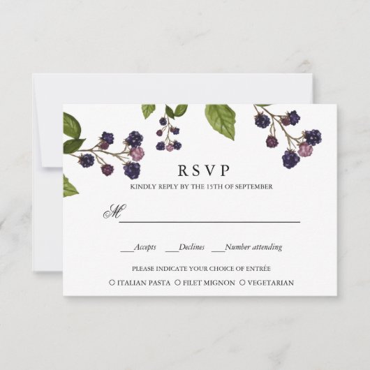 BlueBerry | BRUILOFT RSVP MAALTIJD KEUZE Kaartje (Voorkant)