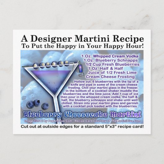 Blueberry Cheesecake Martini Recept Briefkaart (Voorkant)