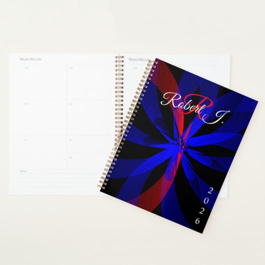 Blueberry Color Center Geometric Spiral Planner (Devant avec enveloppe)