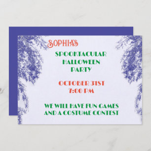 Blueberry Colour Tree Elegant Gothic Halloween Kaart