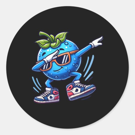 Blueberry Dabbing Dancing Blueberry Fruit Ronde Sticker (Voorkant)
