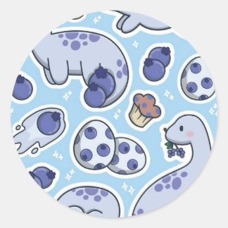 Blueberry-dinosaurus Ronde Sticker