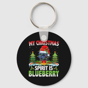 Blueberry dragen Santa Hat - Kerstmis geest is Sleutelhanger