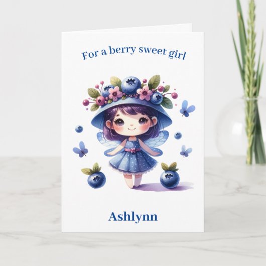 Blueberry Fairy Berry Verjaardag Kaart (Voorkant)