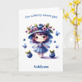 Blueberry Fairy Berry Verjaardag Kaart (Gele Bloem)