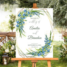 Blueberry Faux Golden Folie Lijst Welkomstteken