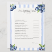 Blueberry First Birthday Trivia carte de jeu (Devant)