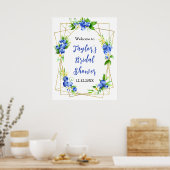 Blueberry Floral Bridal Shower Welcome Sign Poster (Keuken)