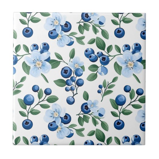 Blueberry Floral Tegel Tegeltje (Voorkant)