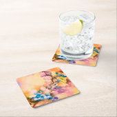 Blueberry Fruit Pattern — Hand-Painted Berries  Vierkante Kartonnen Onderzetter (Insitu)