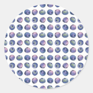 Blueberry Fruit Waterverf Geometrische Illustratie Ronde Sticker