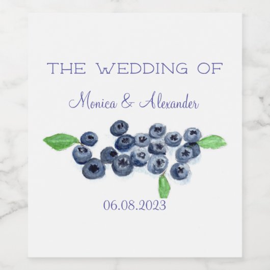 Blueberry Fruits Wedding Party Wijn Etiket (Enkel label)