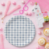 Blueberry Gingham Pattern Baby shower Papieren Bordje (Feest)
