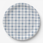 Blueberry Gingham Pattern Baby shower Papieren Bordje (Voorkant)