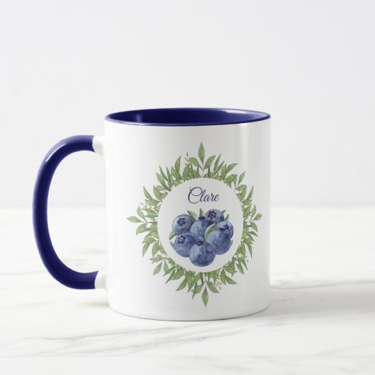 Blueberry Greenery Naam Elegant Blauw Mok (Links)