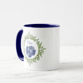 Blueberry Greenery Naam Elegant Blauw Mok (Voorkant links)