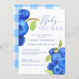 Blueberry   Invitations modernes de douche bébé