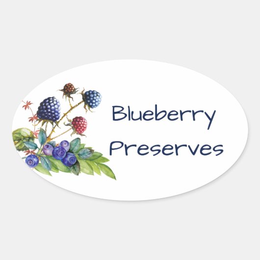Blueberry Jam behoudt conservenlabel Ovale Sticker (Voorkant)
