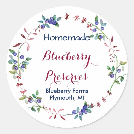 Blueberry Jam behoudt conservenlabel Ronde Sticker (Voorkant)