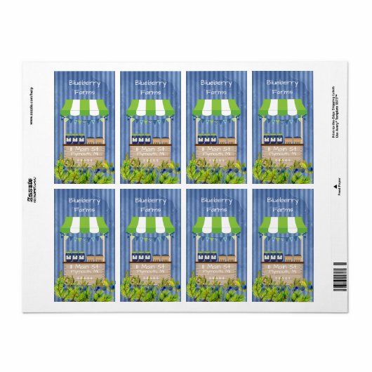 Blueberry Jam Canning Label (Full Sheet)