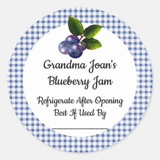 Blueberry Jam Custom Canning Jar Product Sticker (Voorkant)