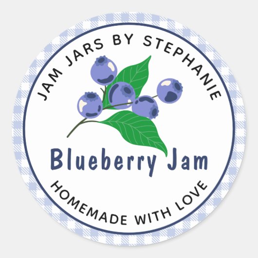 Blueberry Jam Homemade with Love Canning Label (Voorkant)