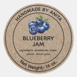 Blueberry Jam Jelly Jar Label Kraft-papierstijl