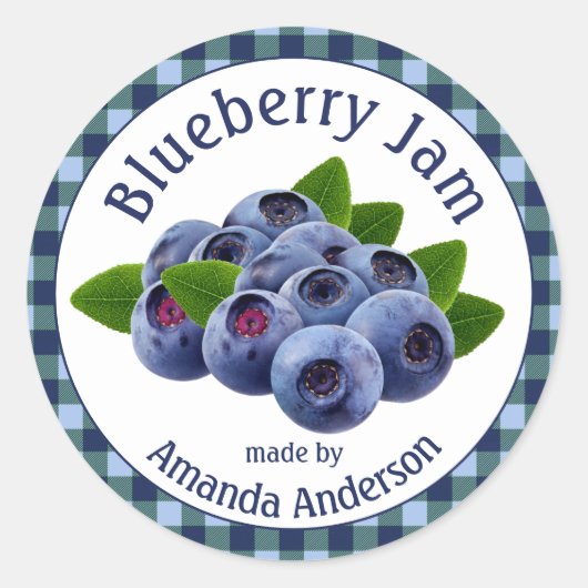 Blueberry Jam Plaid 1,5" Circle Food Label (Voorkant)