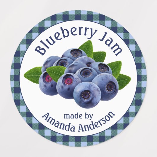 Blueberry Jam Plaid Circle Eetlabel Labels (Design 1)