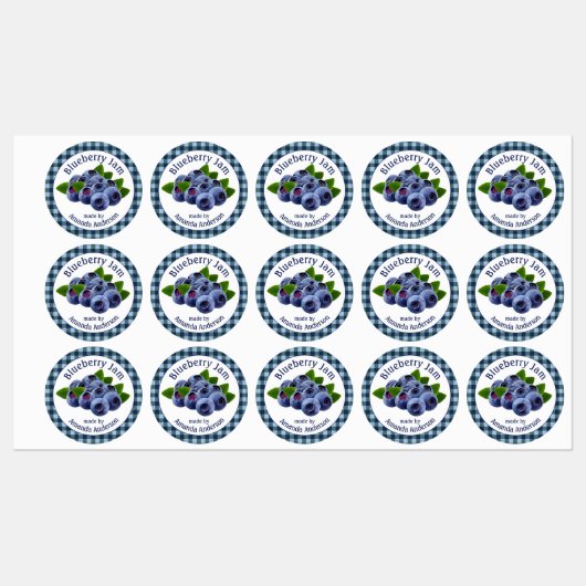 Blueberry Jam Plaid Circle Eetlabel Labels (Vel)