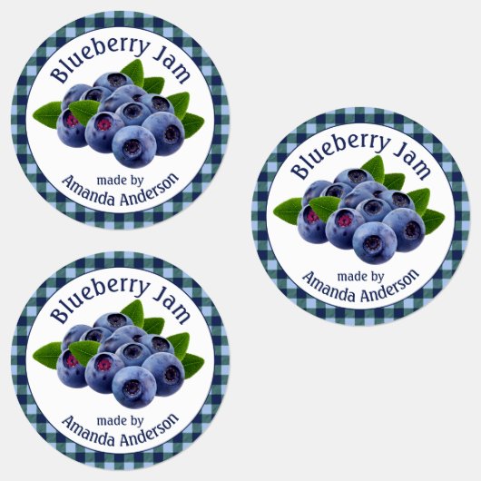 Blueberry Jam Plaid Circulaire Étiquette alimentai (Groupe)