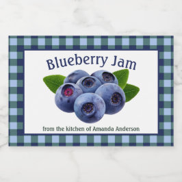 Blueberry Jam Plaid H Eten Label Voedselcontainer Etiket
