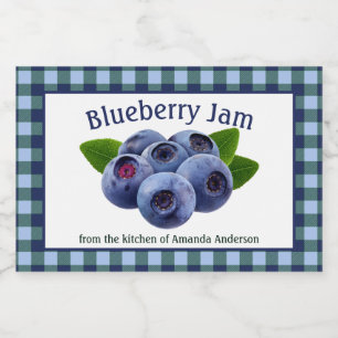 Blueberry Jam Plaid H Eten Label Voedselcontainer Etiket