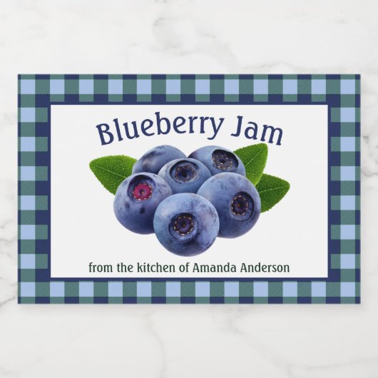 Blueberry Jam Plaid H Eten Label Voedselcontainer Etiket (Enkel label)