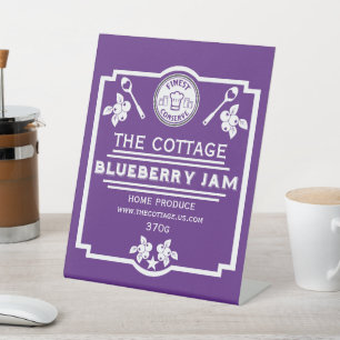 Blueberry Jam Seller Reclamebord Met Voetstuk