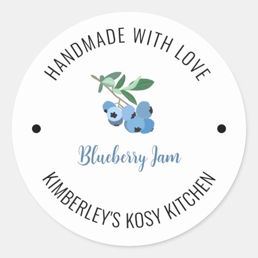 Blueberry Jam Waterverf Handmade with Love Ronde Sticker (Voorkant)