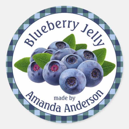 Blueberry Jelly Plaid 1.5" Circle voedsellabel Ronde Sticker (Voorkant)