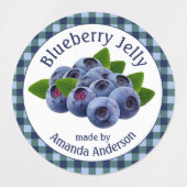 Blueberry Jelly Plaid Circle Voedseletiket Labels (Design 2)