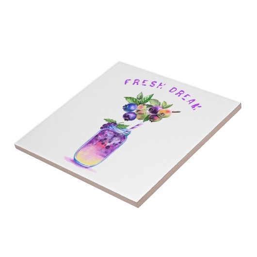 Blueberry Juice Cool Drink Fruits Ceramic Tile Tegeltje (Zijkant)