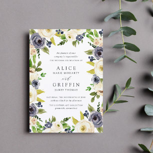 Blueberry Lane Wedding Invitation Kaart